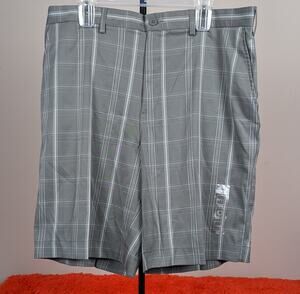 NWT BCG Mens Gray White Plaid Moisture Wicking Active Golf Shorts 40